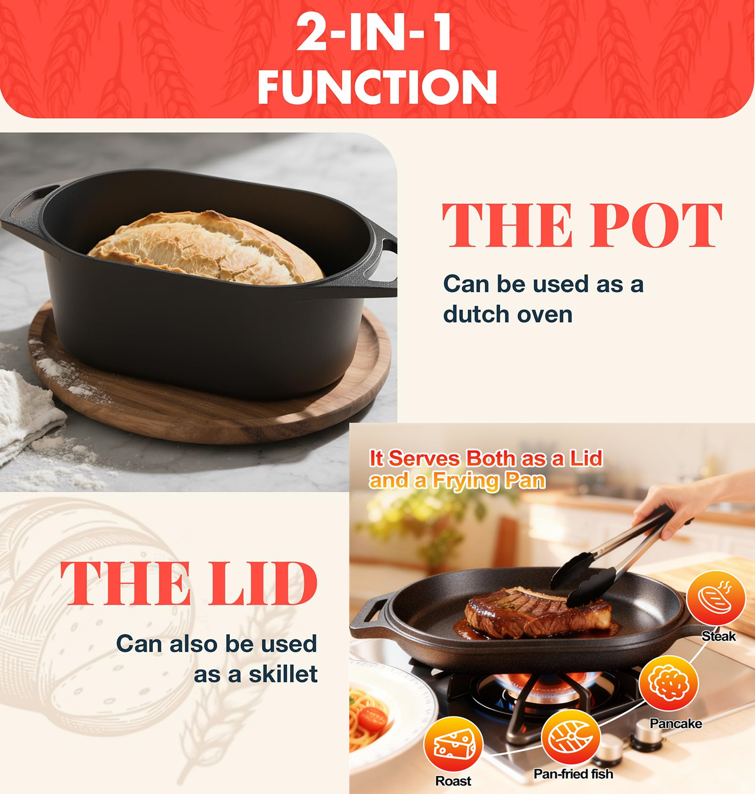 หม้อดัตช์โอ븐สำหรับอบขนมปัง ซาว - Cast Iron Corn บทวิจารณ์และราคา